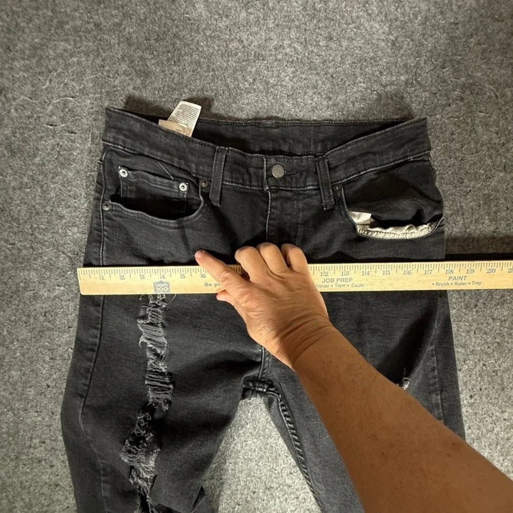 Levis 512 Slim Taper Mens Distressed Ripped Black Denim Jeans‎ W34 L32